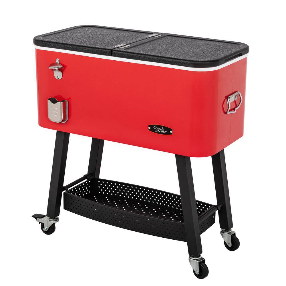 80 qt. Premium Rolling Portable Beverage Cooler for Outdoor Patio Tailgating Poolside BBQ in Red CL8001R