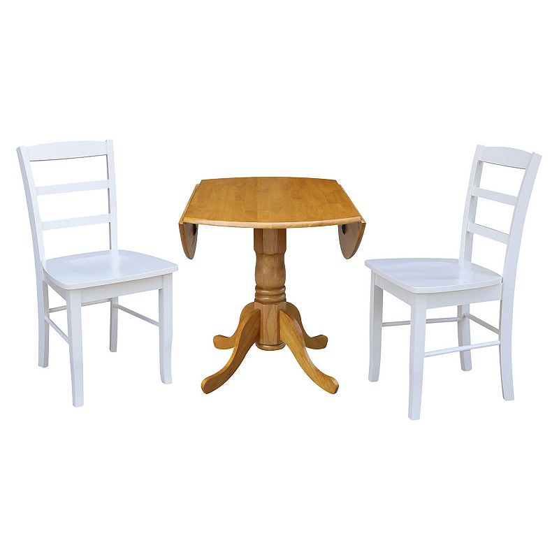 International Concepts Dual Drop Leaf Dining Table and Ladder Back Chair 3-piece Set