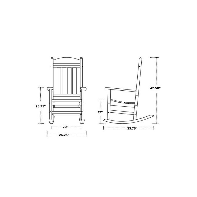 POLYWOOD Presidential Rocker 3-Piece Set w/ South Beach 18-Inch Side Table