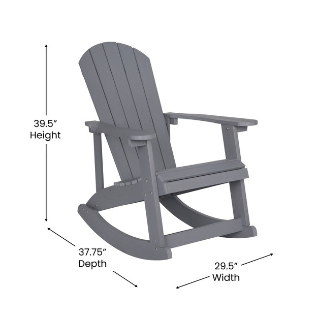 Flash Furniture Savannah All weather Poly Resin Wood Adirondack Rocking Chair With Rust Resistant Stainless Steel Hardware Set Of 2