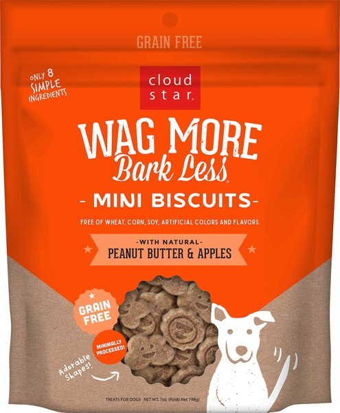 Cloud Star Wag More Bark Less Grain-Free Oven Baked Peanut Butter and Apples Mini Biscuits Dog Treats