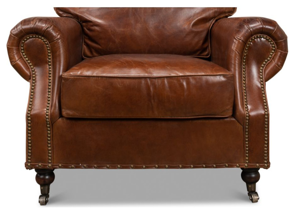 Papa  x27s Chair Comfortable Leather Club Chair   Traditional   Armchairs And Accent Chairs   by Sideboards and Things  Houzz