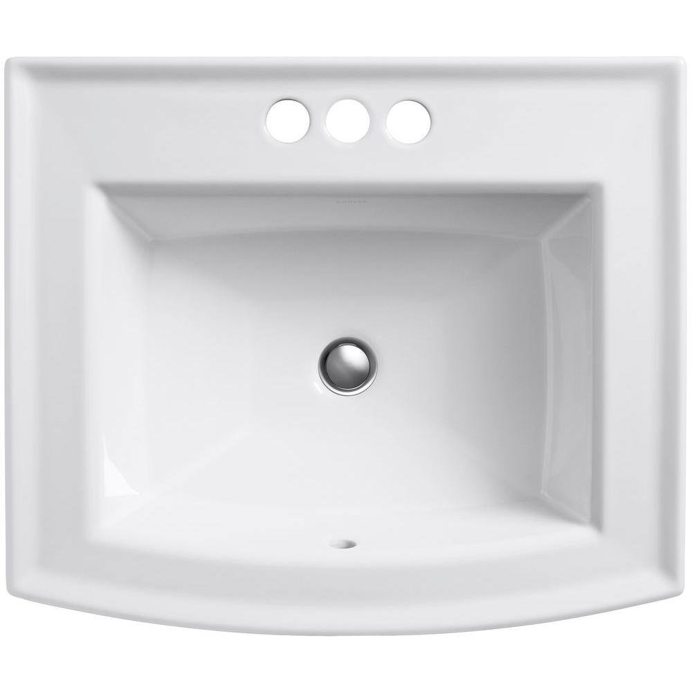 KOHLER Archer 22-58 in. Drop-In Vitreous China Bathroom Sink with Overflow Drain in White K-2356-4-0