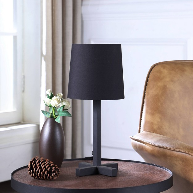 Traditional Metal Table Lamp With Cross Leg Base Black Ore International