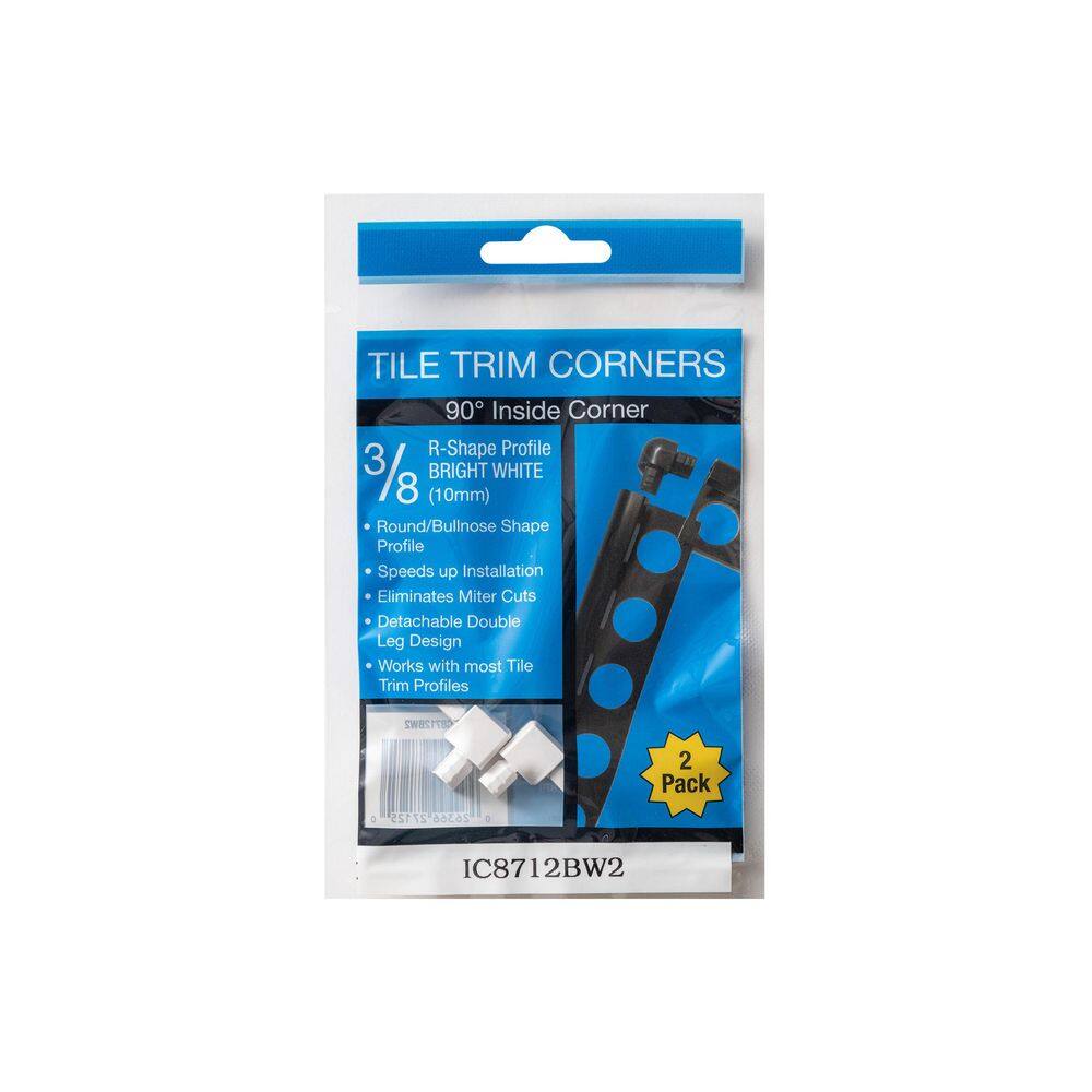 TrimMaster Black 38 in. Bullnose Inside Corner Tile Edging Trim IC8712BL2