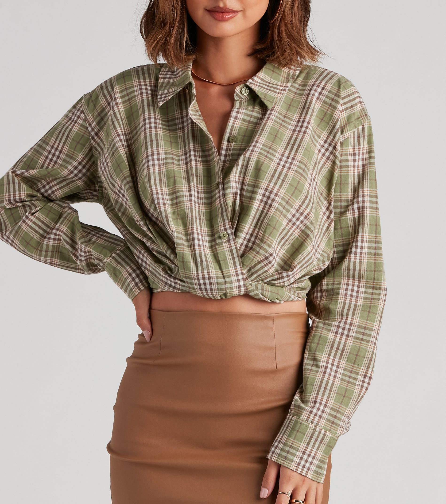 Cool And Classic Plaid Twist Top