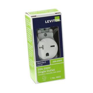 Leviton 20 Amp Commercial Grade Double-Pole Single Outlet White R52-05821-0WS