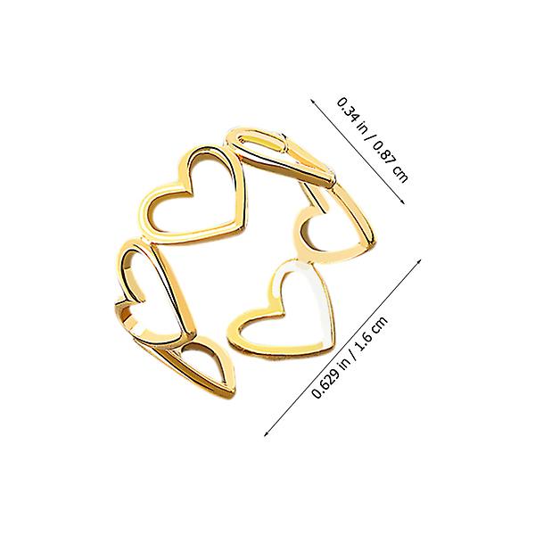 2pcs Love Heart Rings Open Rings Women Simple Rings Hollow Out Temperament Rings