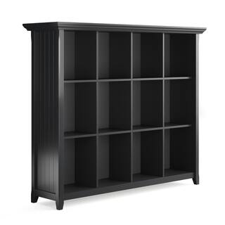 Simpli Home Acadian Solid Wood 48 in. x 57 in. Transitional 12 Cube Storage in Black AXCACA22-BL