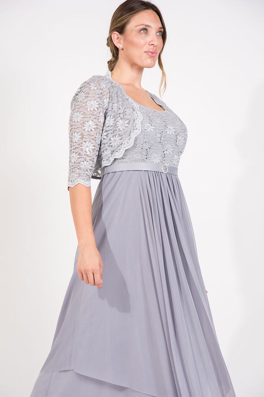 Plus Size Mother of The Bride Jacket Maxi Dress