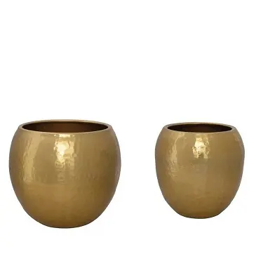 Gold Polished Handmade Custom Handmade Metal Planters for Garden Home Decorative Plant Flower Pot