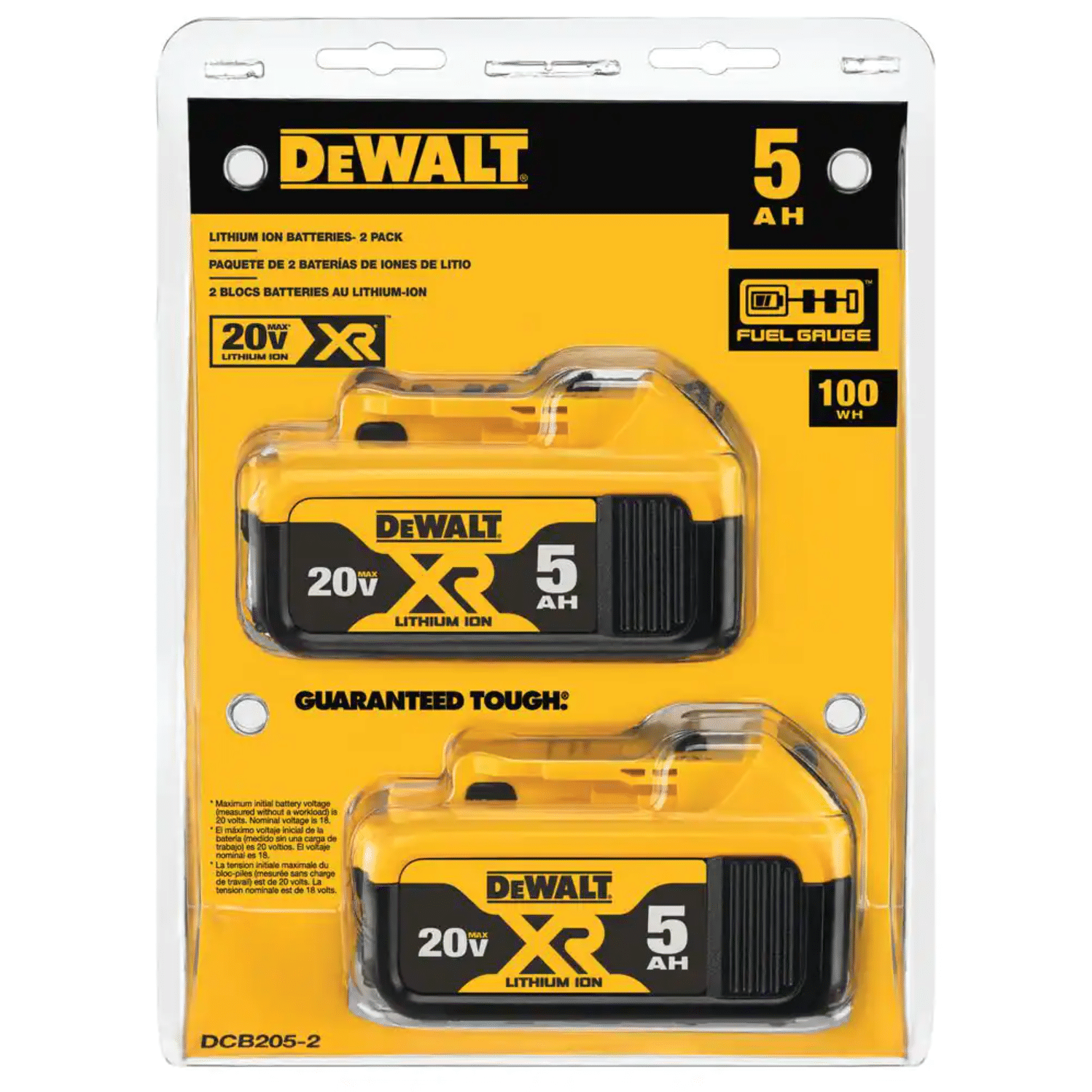 Dewalt 20V Max XR 20V Battery， 5.0-Ah， 2-Pack (DCB205-2)