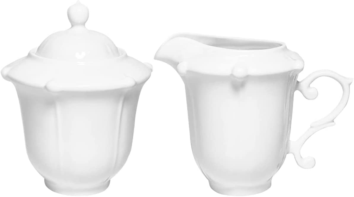 DanceeMangoo Porcelain Creamer Pitcher and Sugar Bowl， Creamer and Sugar Serving Set for Tea Coffee Milk