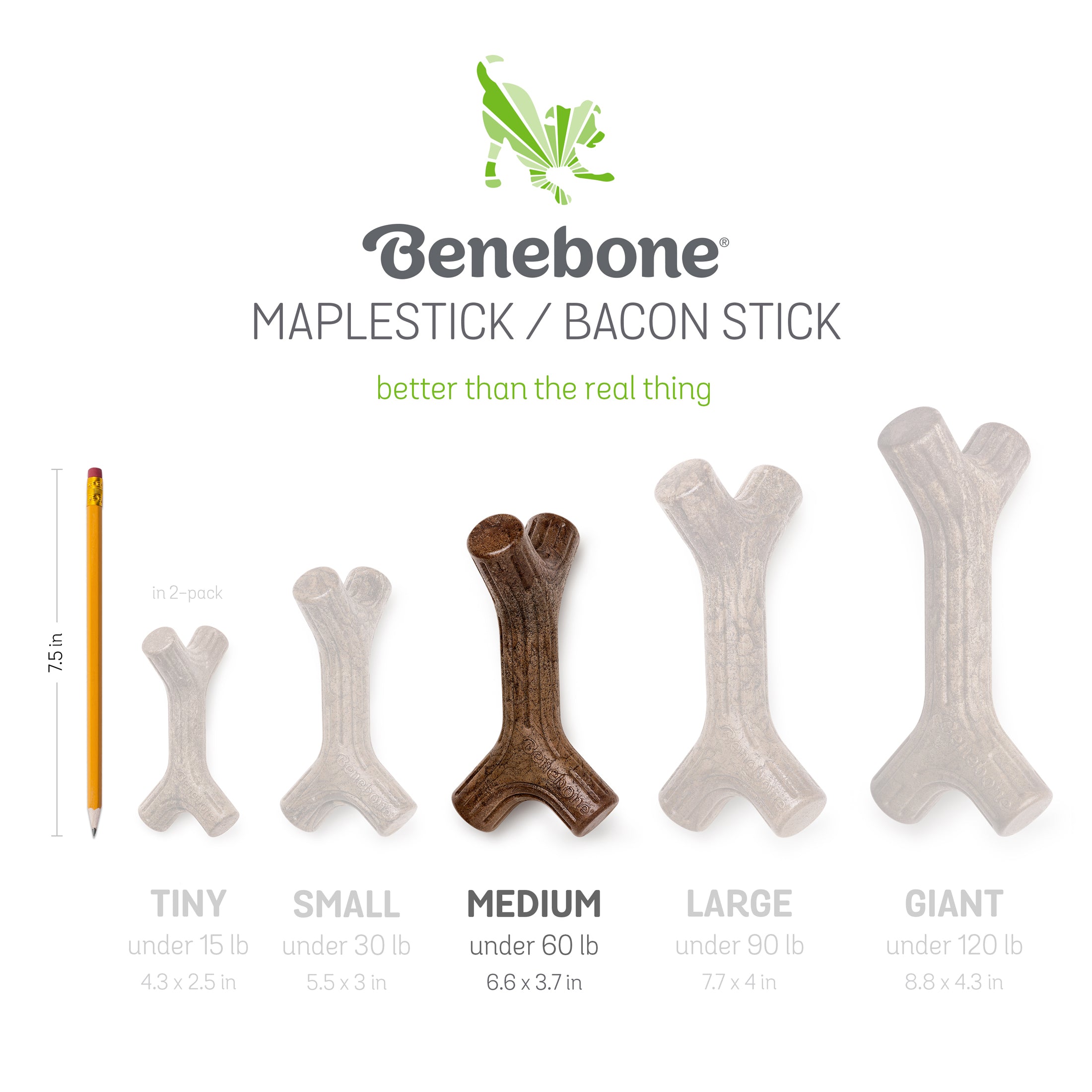 Benebone Maplestick Durable Dog Chew Toy， Medium