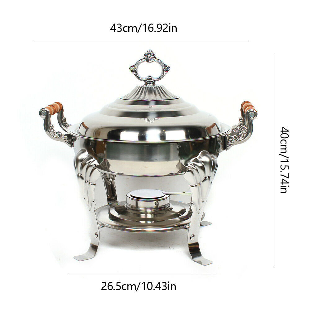 Oukaning Chafing Dish Stainless Steel Buffet Catering Tray Chafer Food Warmer Container Silver Rotate 30cm