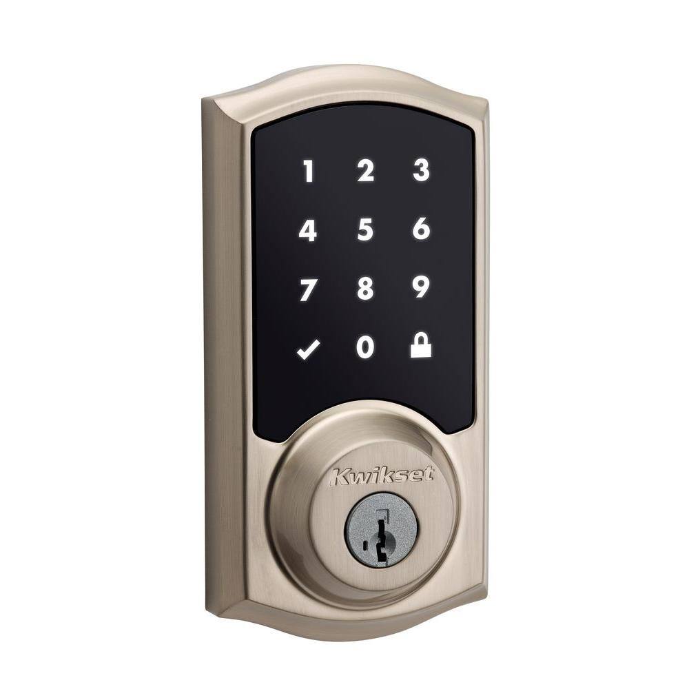 Kwikset SmartCode 915 Touchscreen Satin Nickel Single Cylinder Keypad Electronic Deadbolt Featuring SmartKey Security 915TRL TSCR 15 UL