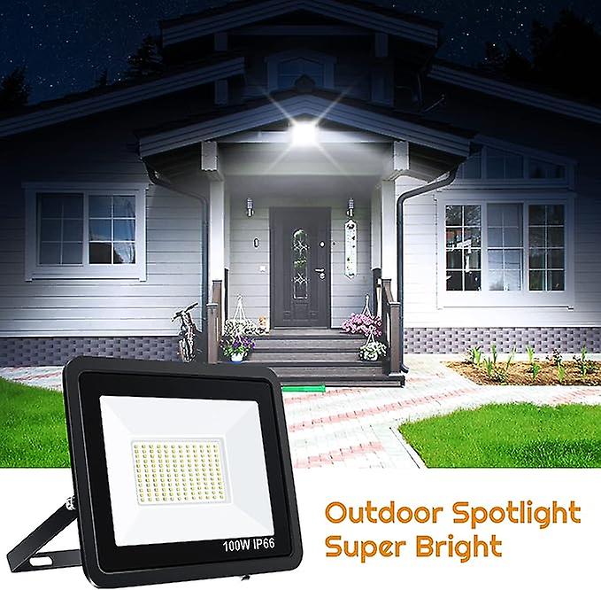 100w Led Floodlight Outdoor 10000lm Safety Light Waterproof Ip65 Wall Light Work Lighting， Cold White 6500k Led Flood Light Outside For Garage