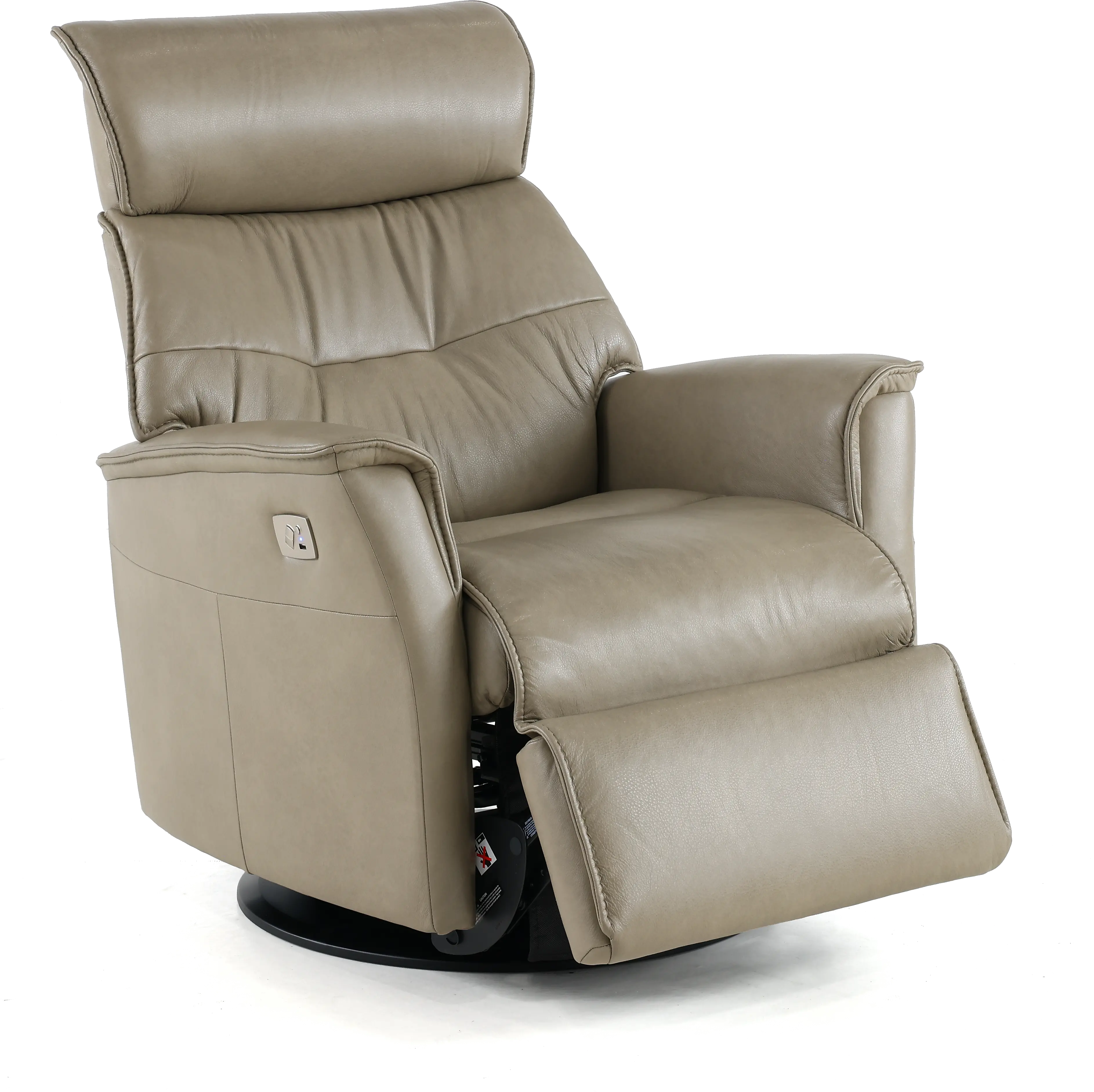 Captain Dove Beige Large Leather Swivel Glider Power Recliner