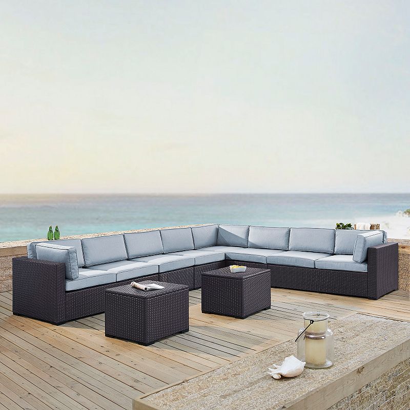 Crosley Furniture Biscayne Patio Wicker Loveseat， Chair and Coffee Table 7-piece Set