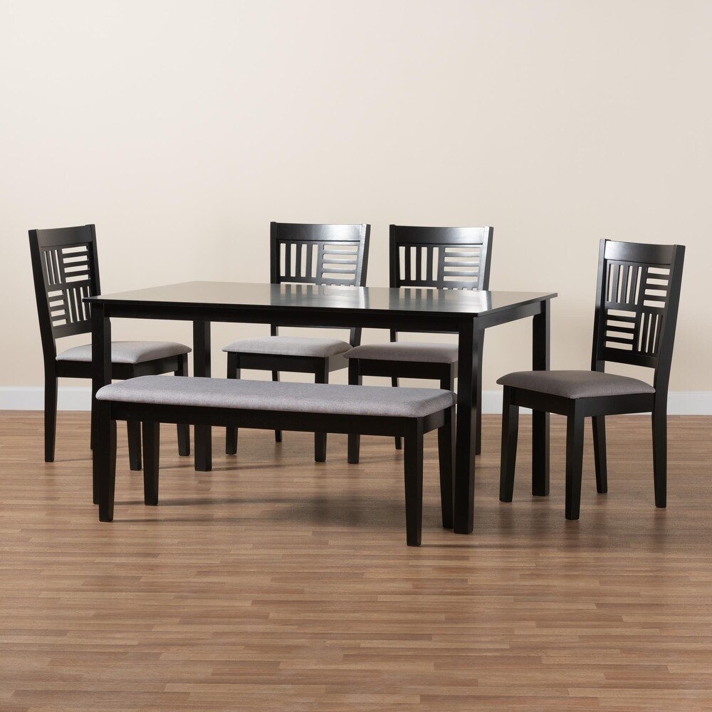 Deanna Wood Dining Set Grey/Dark Brown