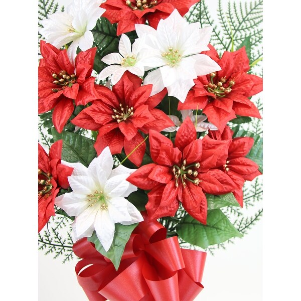 Memorial Christmas Poinsettia Cemetery Vase