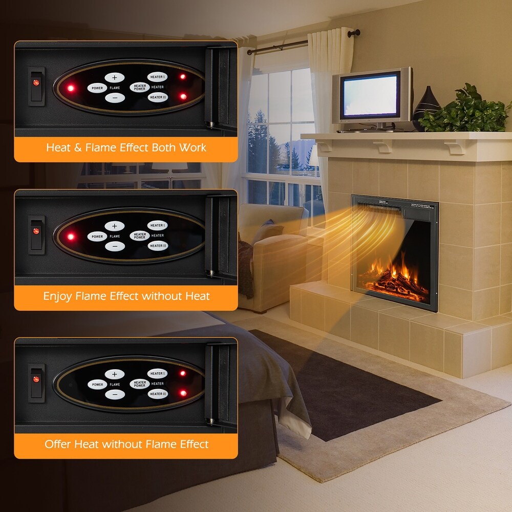 Costway 22.5'' Electric Fireplace Heater Inserts Recessed Ultra Thin   See Details