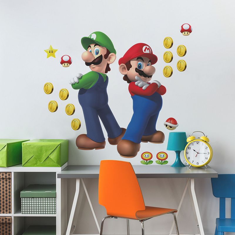 RoomMates Super Mario Luigi and Mario Giant Peel and Stick Wall Decals