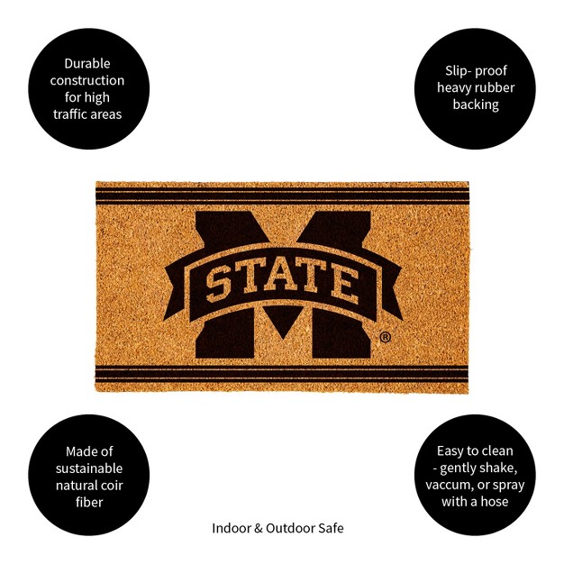 Evergreen Mississippi State University Logo Turf Mat Brown 28 X 16 Inches Indoor Outdoor Doormat