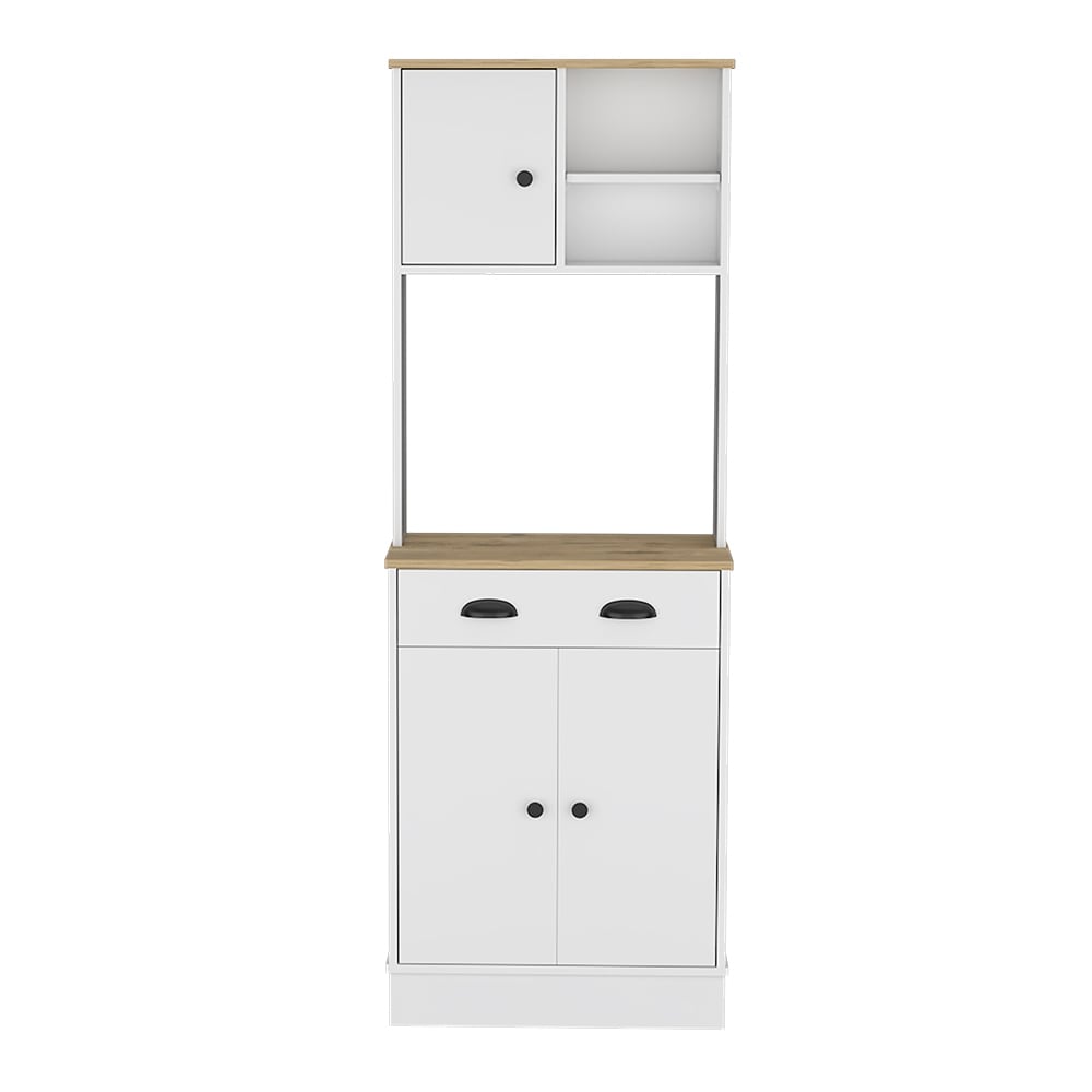 Microwave Storage Stand with 3 Doors and Drawer Arlington  White / Macadamia Finish