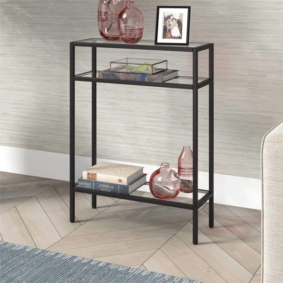 Henn ampHart 22 quotBlack Console Table   Transitional   Console Tables   by Homesquare  Houzz