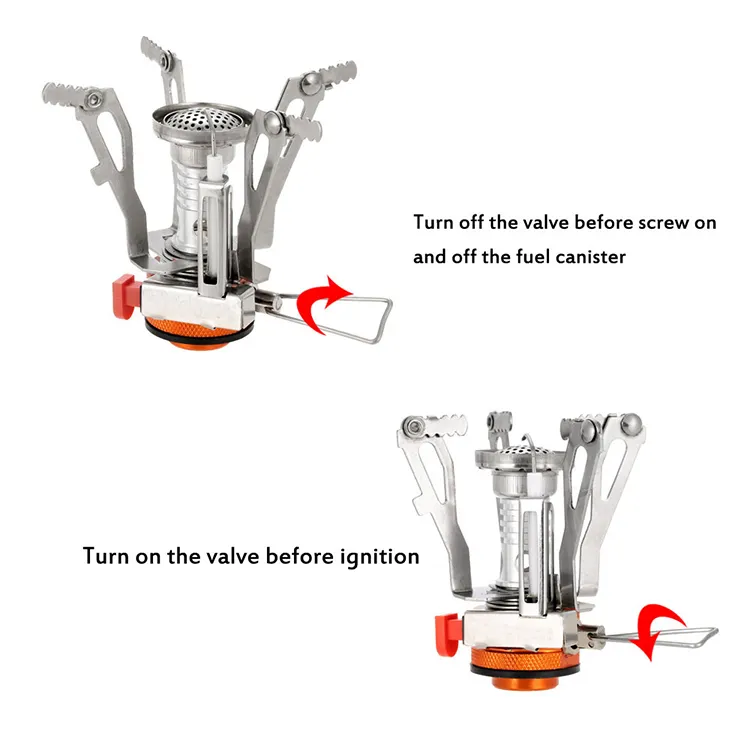 Portable Camping Stoves Backpacking Stove with Piezo Ignition Stable Support Wind Resistance Camp Stove for Outdoor Cooking