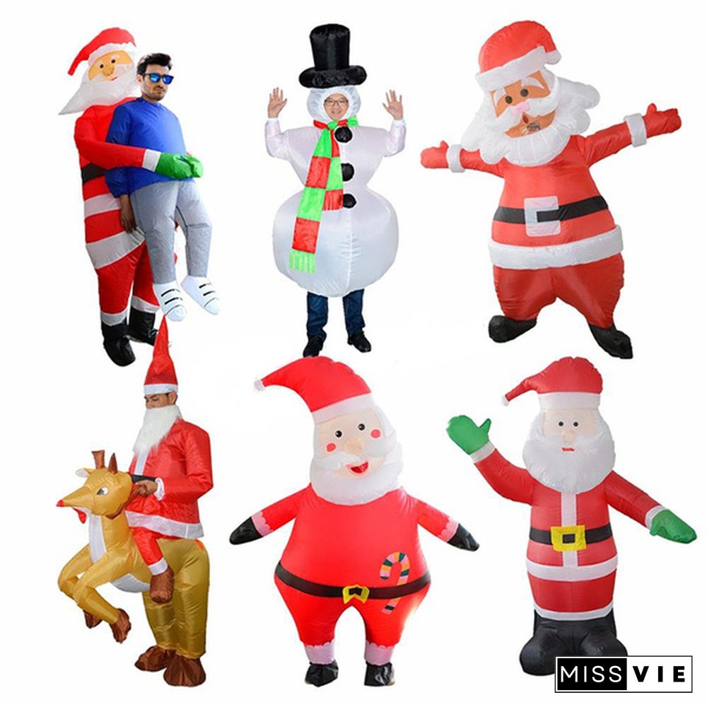 Christmas Inflatable Santa Claus Costumes Adult Kids Snowman Fancy Dress Halloween Carnival Cosplay Outfit Birthday Party Suit