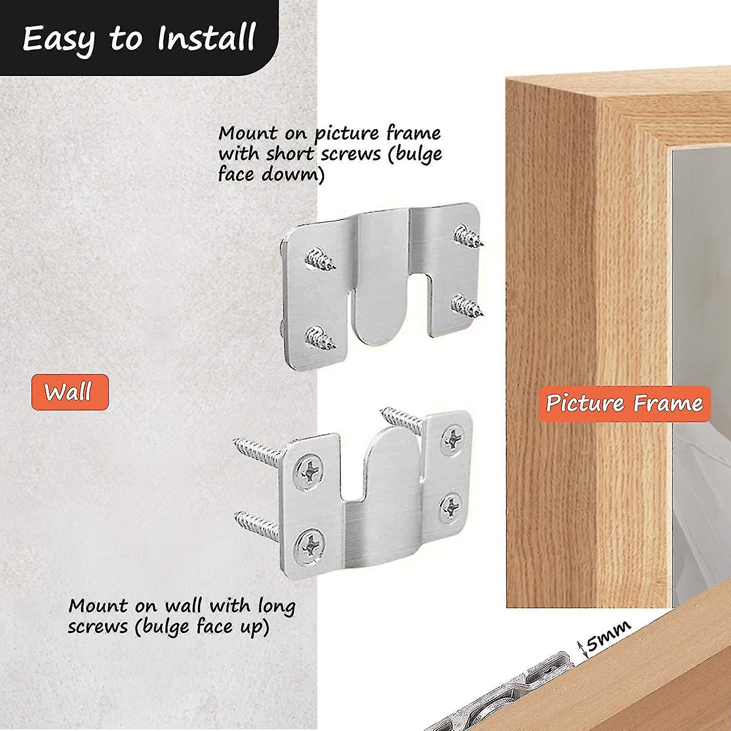 Flush Mount Brackets， Headboard Fixing Brackets Mount Interlocking Z Clip Hook Hardware For Furniture Connecting， Pictures Mirrors Fra