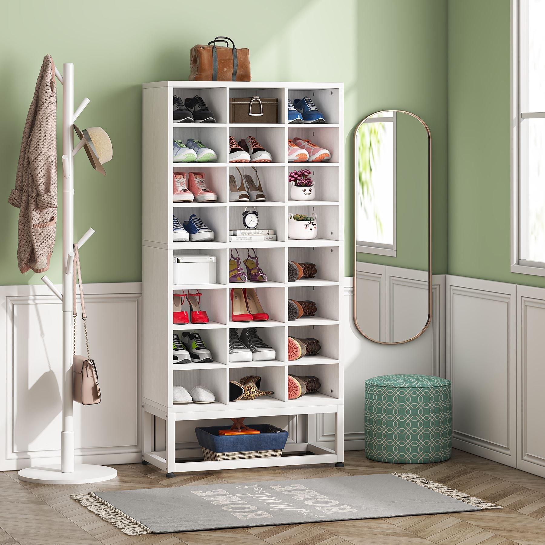 Freestanding Shoe Cabinet, 8-Tier Shoe Storage Rack with 24 Cubbies