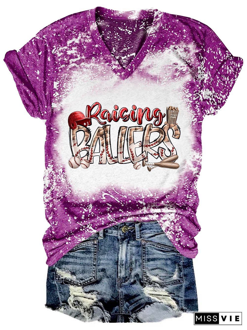 Raising Ballers Tie Dye V Neck T-shirt