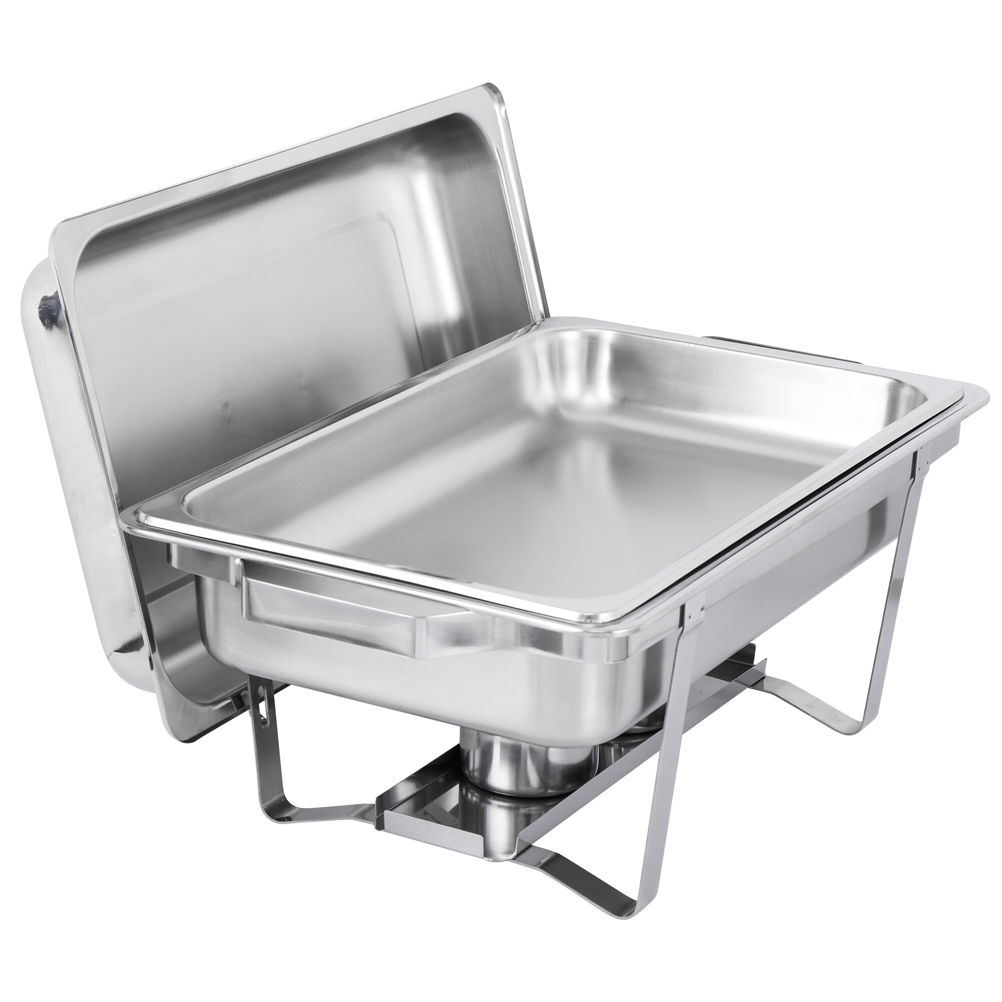 HomGarden 6 Pack 8QT Full Size Chafing Dish， Stainless Steel Chafer Buffet Food Warmer， Silver