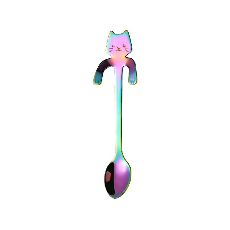 Stainless Steel Mini Coffee Spoon Cartoon Cat Spoon Long Handle Flatware Coffee Mixing Tools Teaspoons Kitchen Tableware