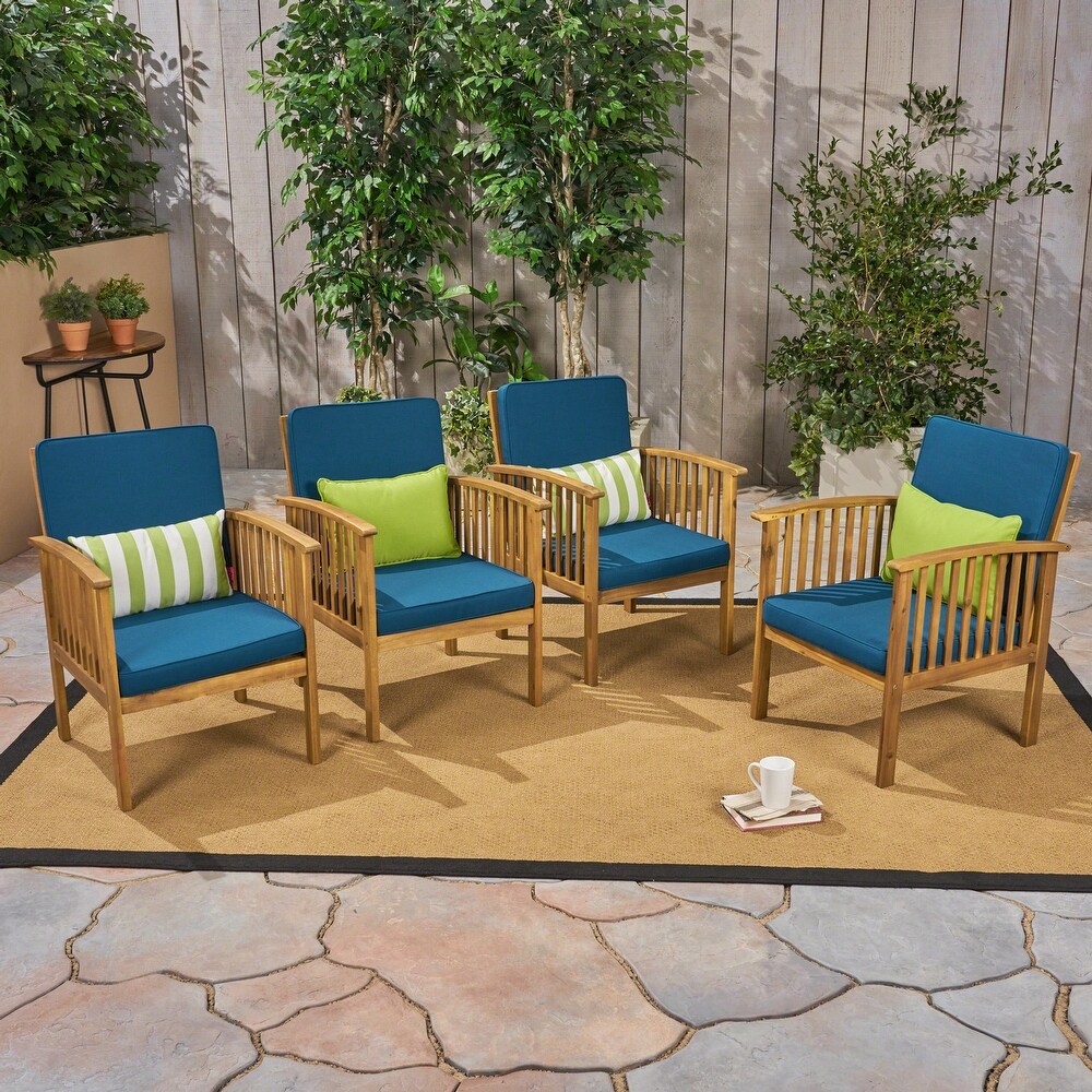 Casa Acacia Outdoor Acacia Wood Club Chairs(Set of 4) by Christopher Knight Home