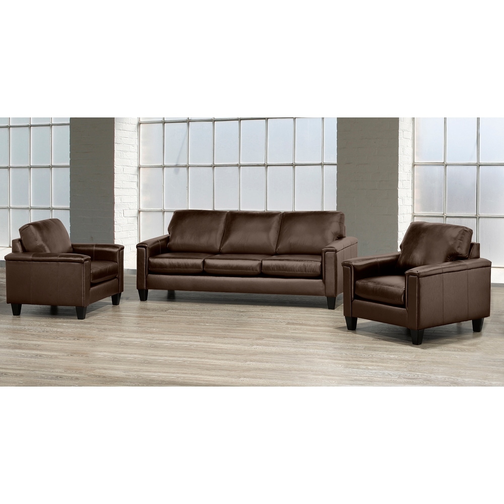 Auckland Top Grain Leather Sofa and Two Chair Set