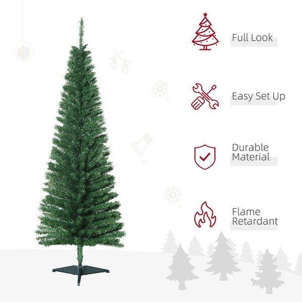 HOMCOM 5' Unlit Artificial Pencil Christmas Tree，Slim Xmas Tree with Foldable Metal Stand