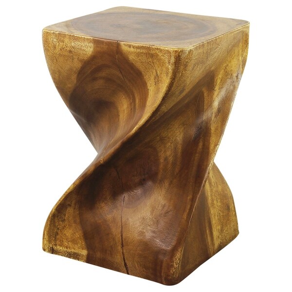 Haussmann? Big Twist Wood Stool Table 14 in SQ x 20 in H Oak Oil - 14 x 14 x 20