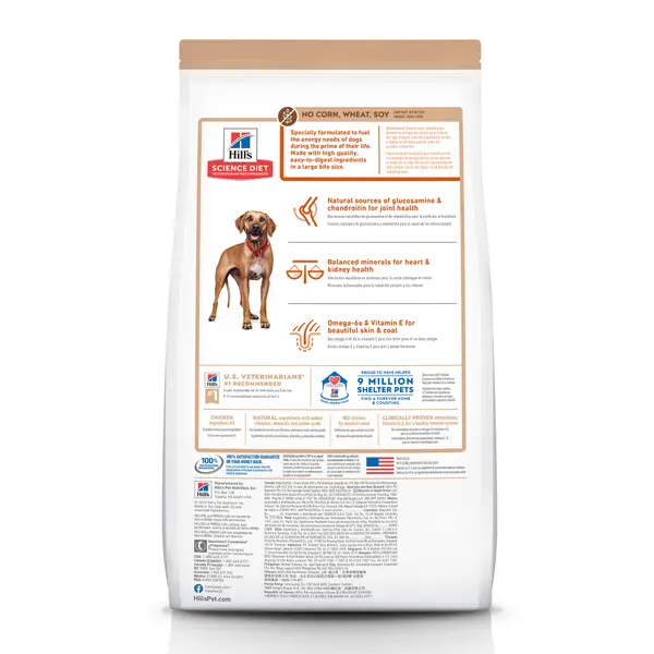 Hill's Science Diet 30 lb Adult 6+ Large Breed Chicken No Corn， Wheat or Soy Dry Dog Food