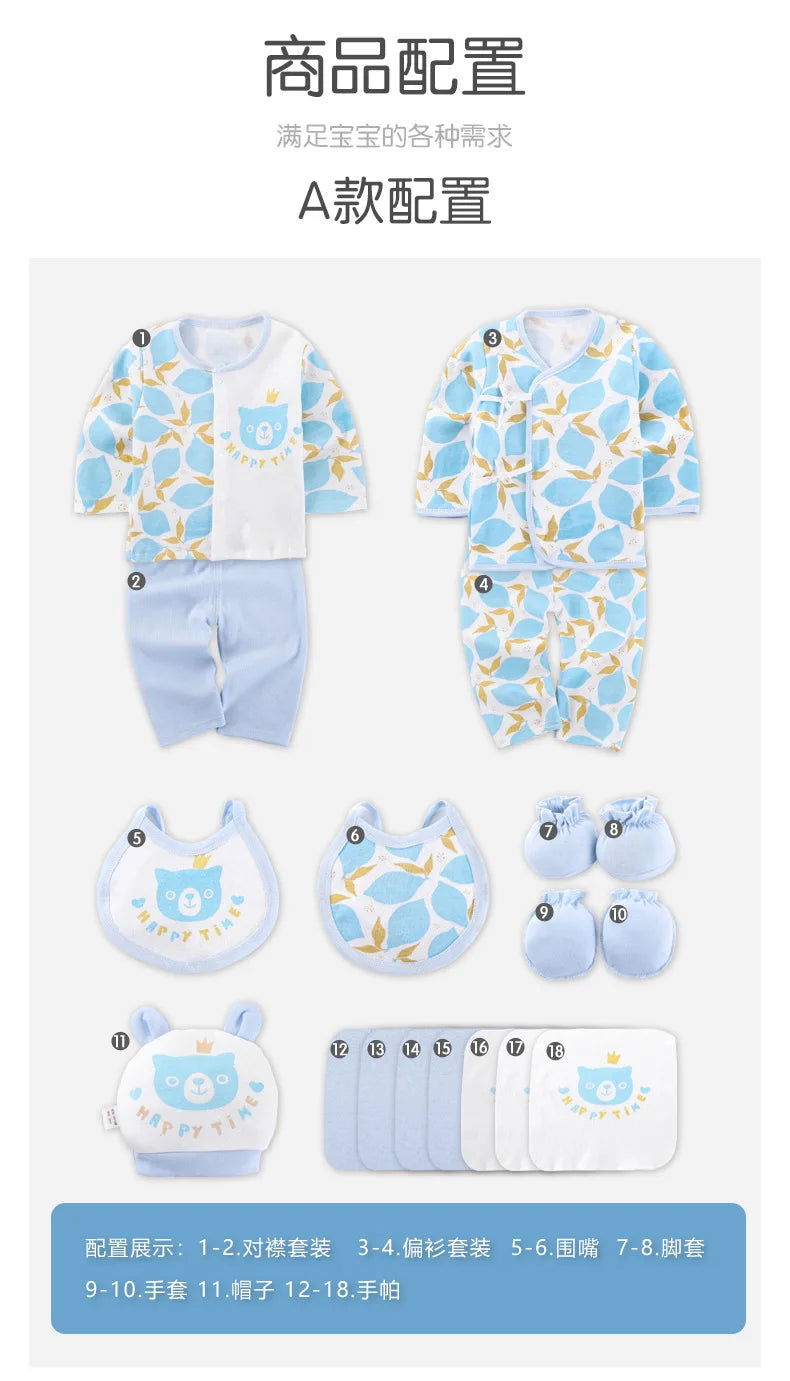 18pcs/set Newborn Clothes Suits 0-6M Baby Clothing Sets Boys Girls Suit Cotton Baby Shower Gift Set New Born Clothes