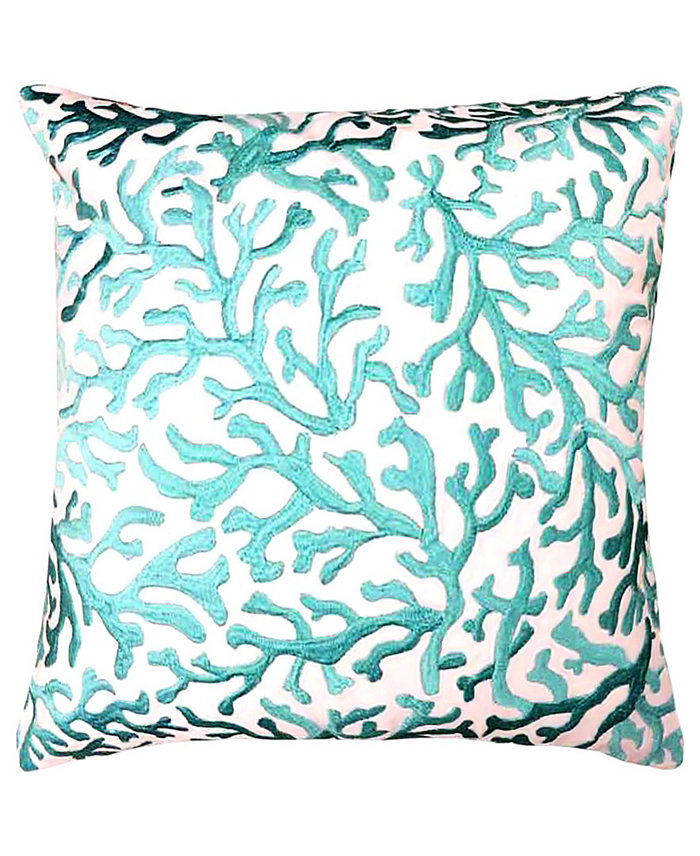 Mod Lifestyles Allover Coral Embroidery Decorative Pillow， 20