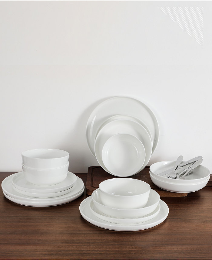 Table 12 Natural White 16-Pc Dinnerware Set Service for 4