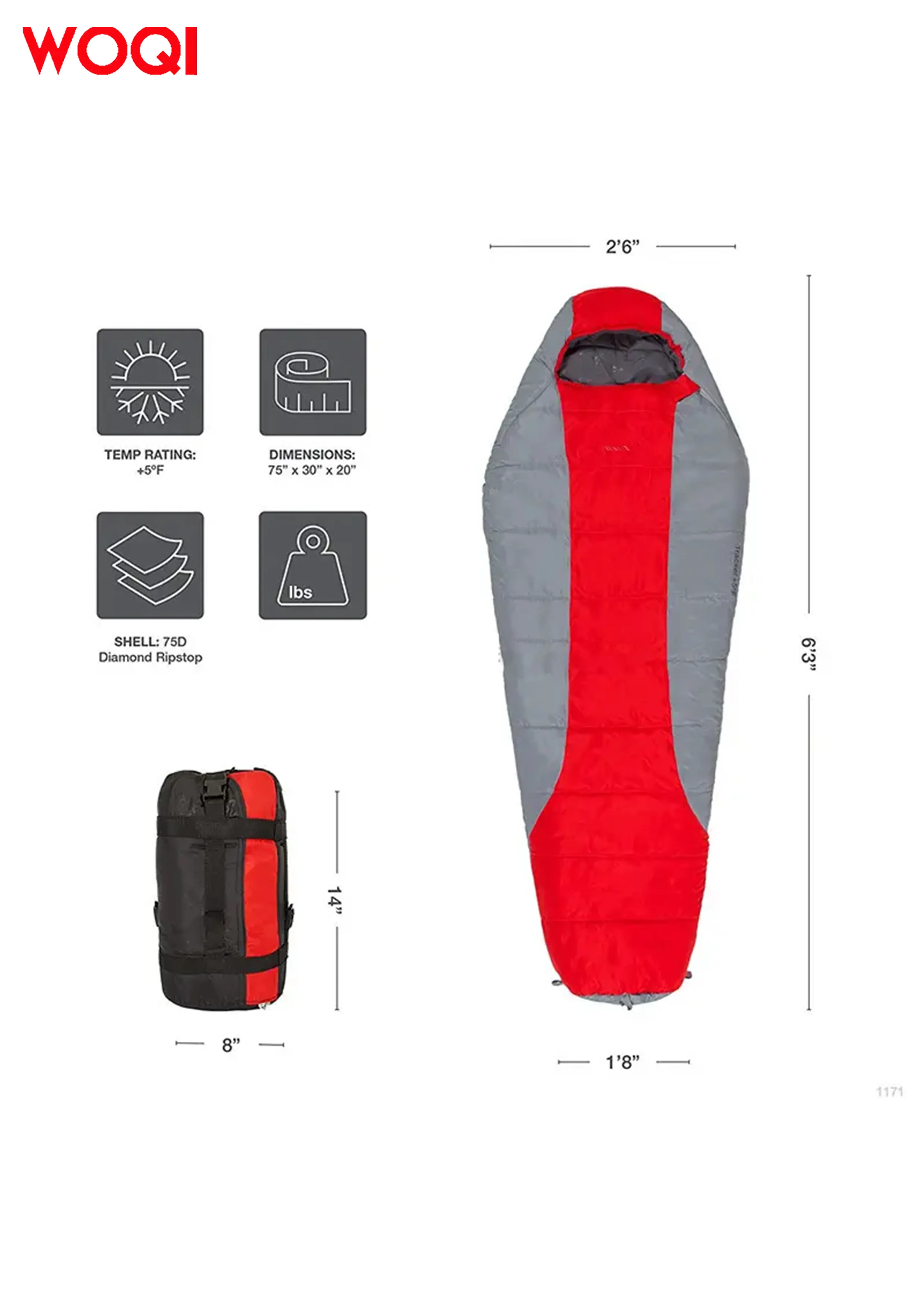 WOQI Ultralight Mummy Sleeping Bag With Free Stuff Sack Perfect for Backpacking Hiking and Camping Outdoors 3 4 Season Mummy Bag