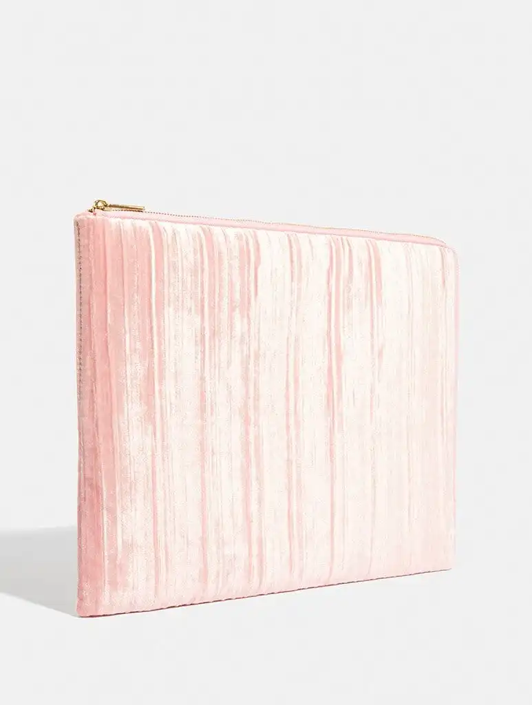 Pink Crinkle Velvet Laptop Case