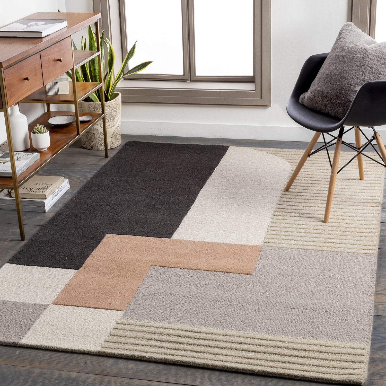 Emma Hand Tufted Rug in Khaki, Taupe, Charcoal, Camel