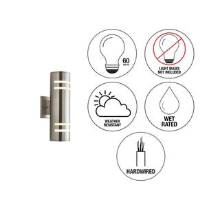 Artika V3 Stream Stainless Steel Modern Outdoor Hardwired Garage and Porch Light Cylinder Sconce AMP74