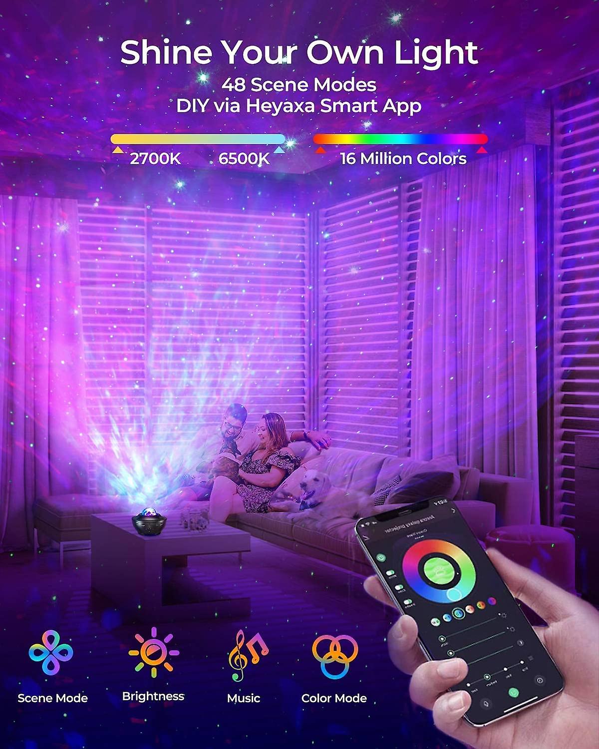 Galaxy Sky Star Projector Led Starry Night Light， Cool Planetarium Music Show Lamp With Bluetooth Speaker For Kids， Boys，adults Bedroom Space And Home